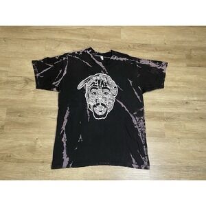 Tupac Shakur Graphic 2Pac Men's Sz L Black Tie Dye T-Shirt Short Sleeve